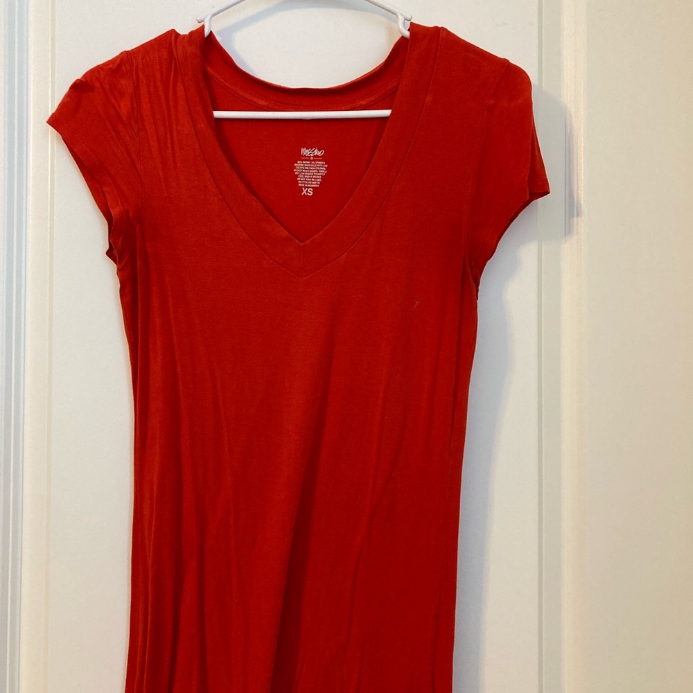 Women's Red V-Neck Top